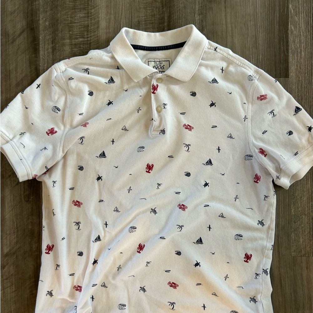 Jos. A. Bank White Polo with Nautical Print